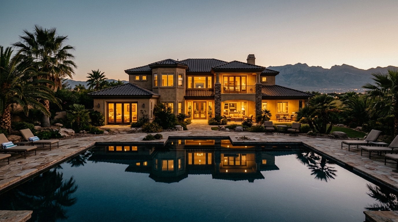 Luxury Las Vegas home exterior with pool