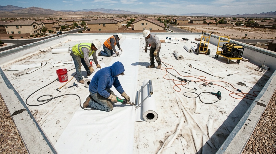 Roofing project Las Vegas aerial view