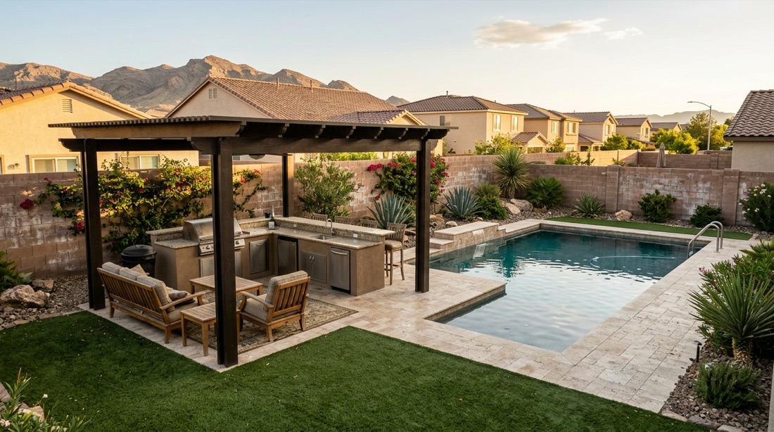 Luxury Las Vegas outdoor living — pool and patio