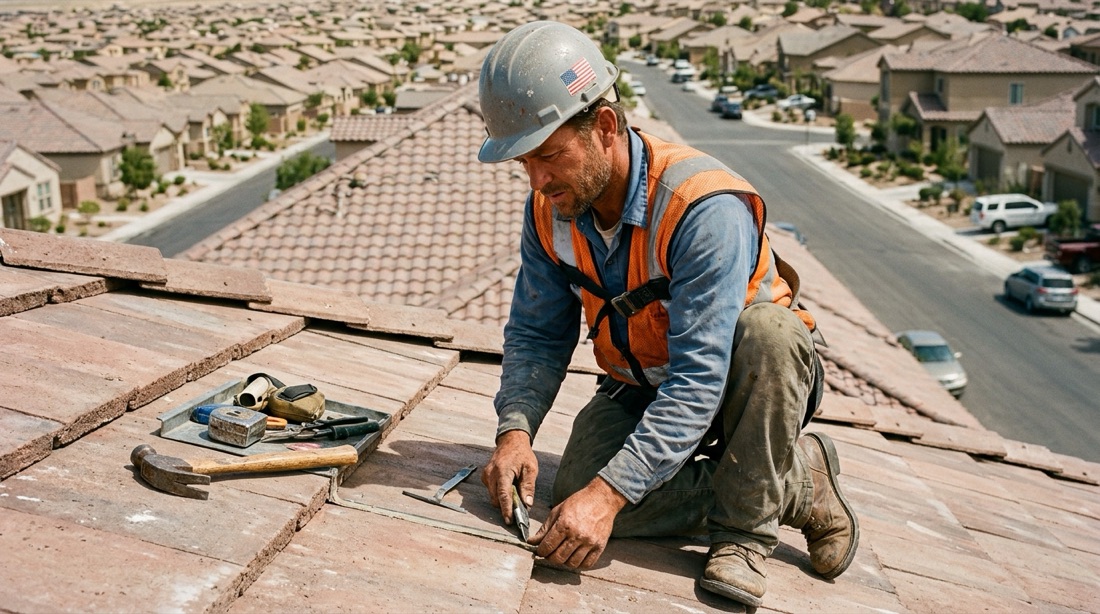 Las Vegas roofing project — aerial view